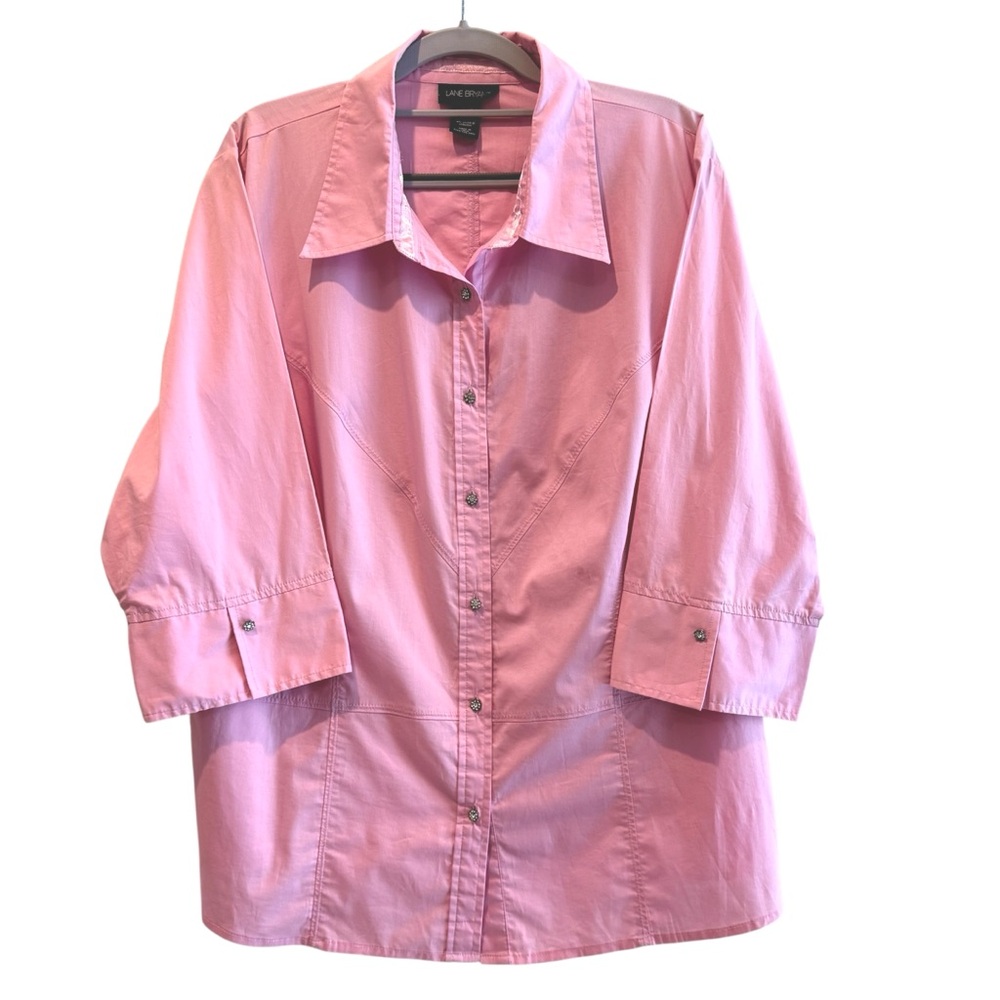 Lane Bryant 3/4 Sleeve Button Front Blouse‎ Plus Size Pink Size 18/20
